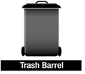 Black trash barrel