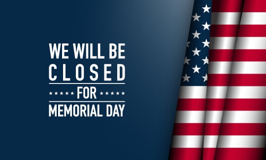 Closed for Memorial Day